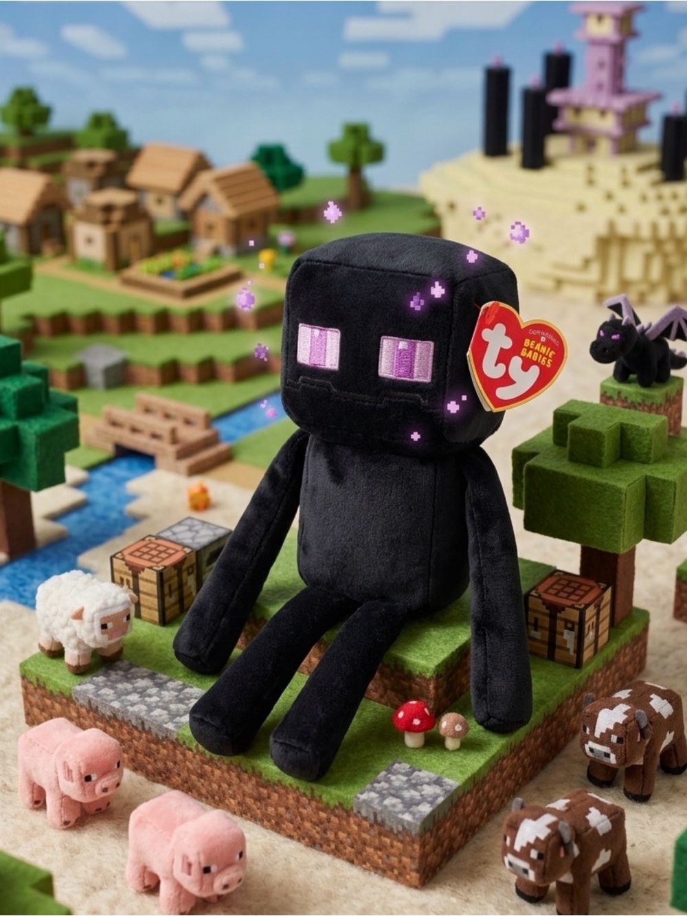 Ty Babies Black Enderman Minecraft Plush with Purple Eyes